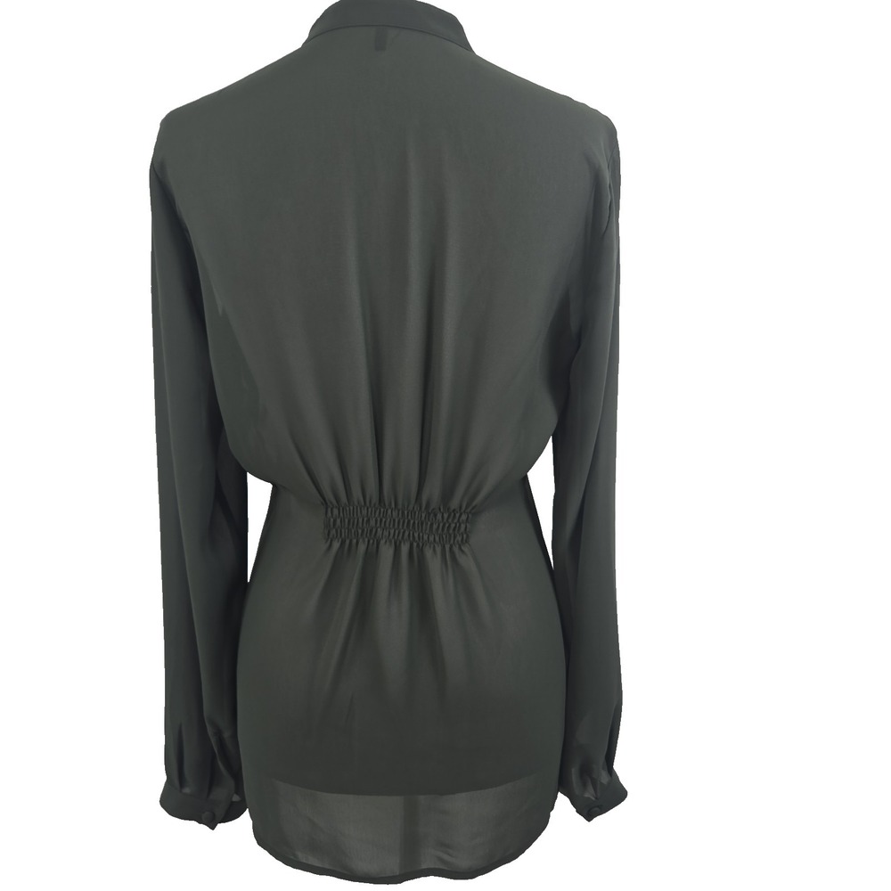 Daisy Fuentes Medium Green Long Sleeve Pintuck Blouse Top (Shell) - Picture 4 of 6